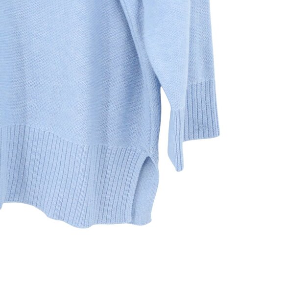 Alashan Chilly Night Slouchy Cotton Cashmere Blue Mock Neck Pullover Sweater O/S - Picture 2 of 5